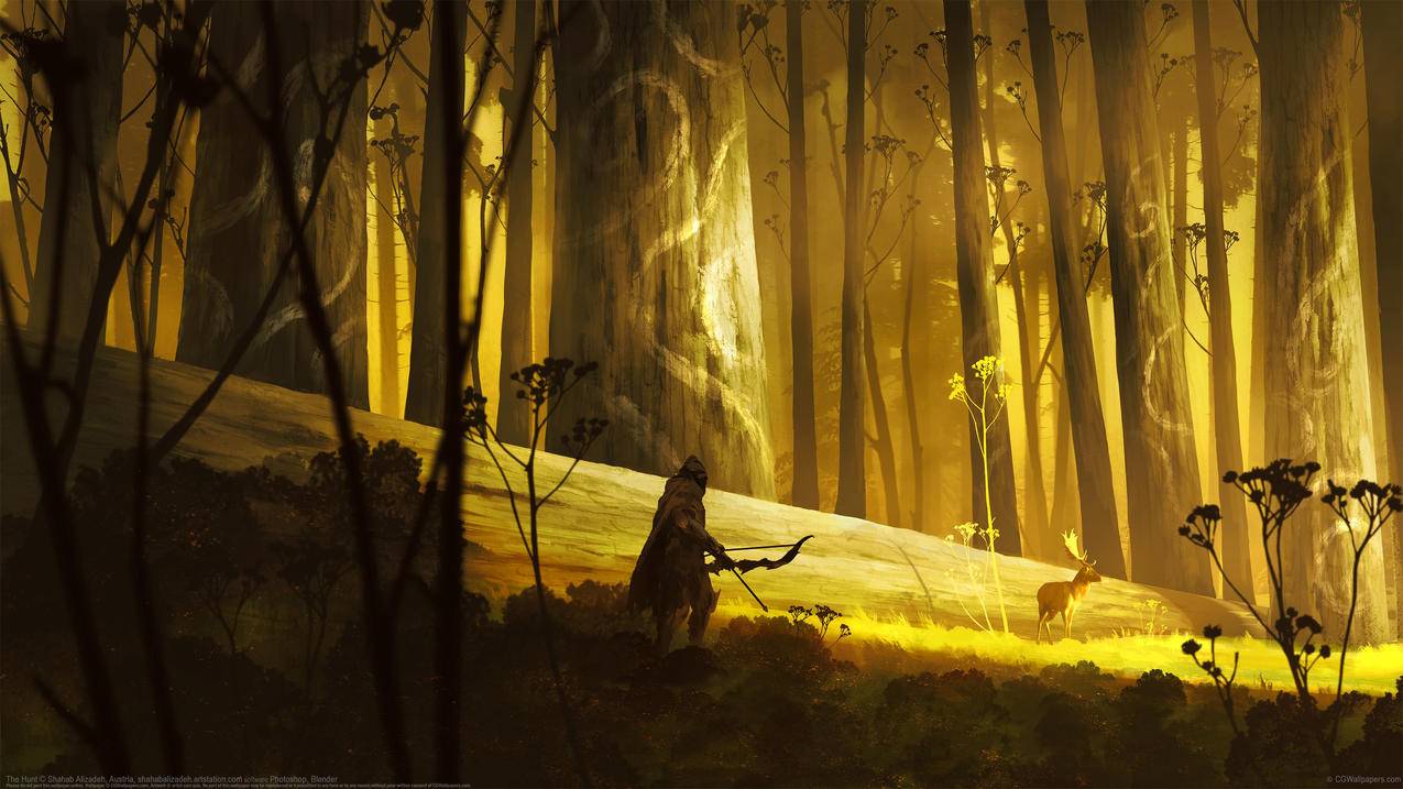 狩猎绘画,4k高清风景壁纸