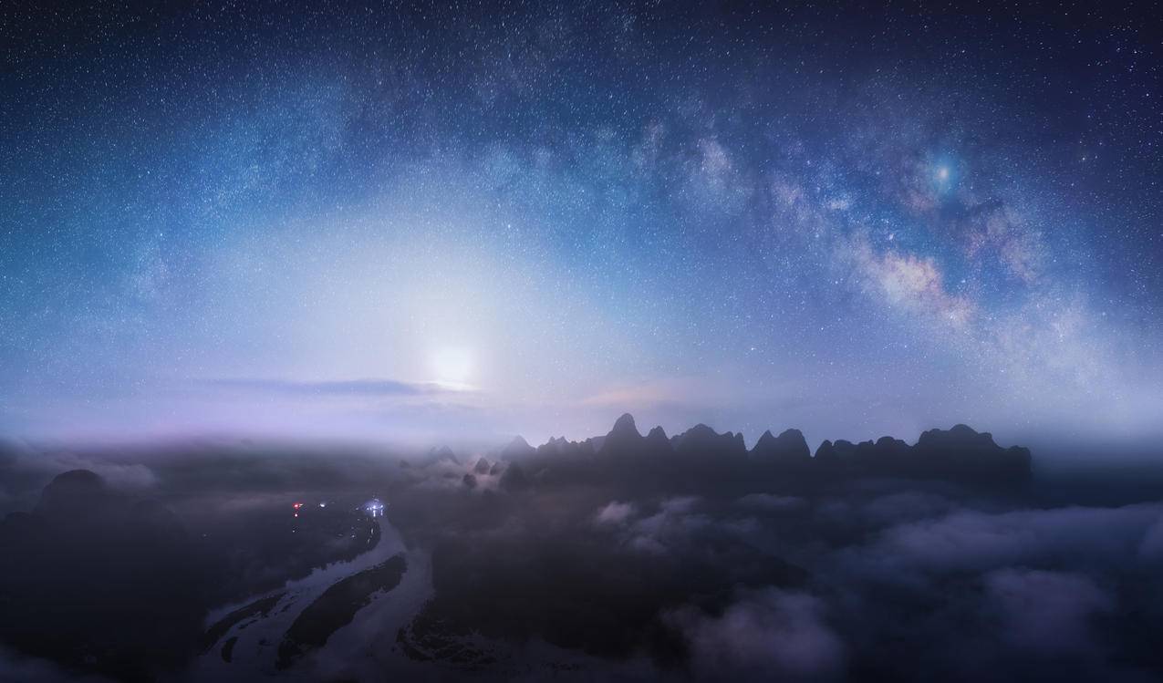 桂林山水,星空,夜晚,风景,4k高清壁纸