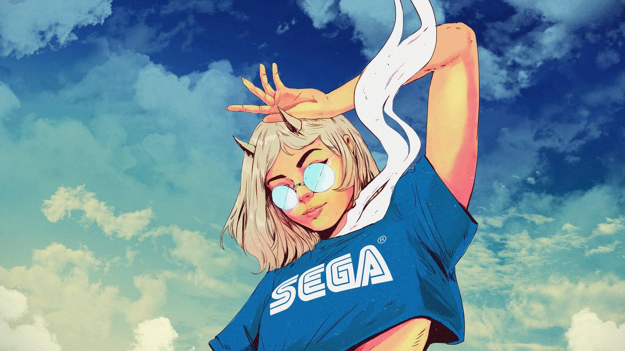 《SEGA》女孩,天空,蓝,4K高清壁纸