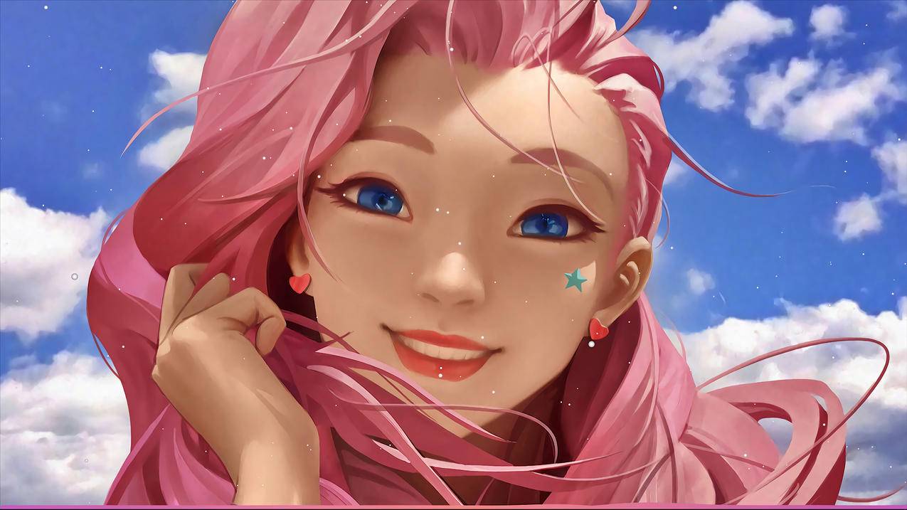 《lol英雄联盟》seraphine,粉红色头发女孩,4k高清图片