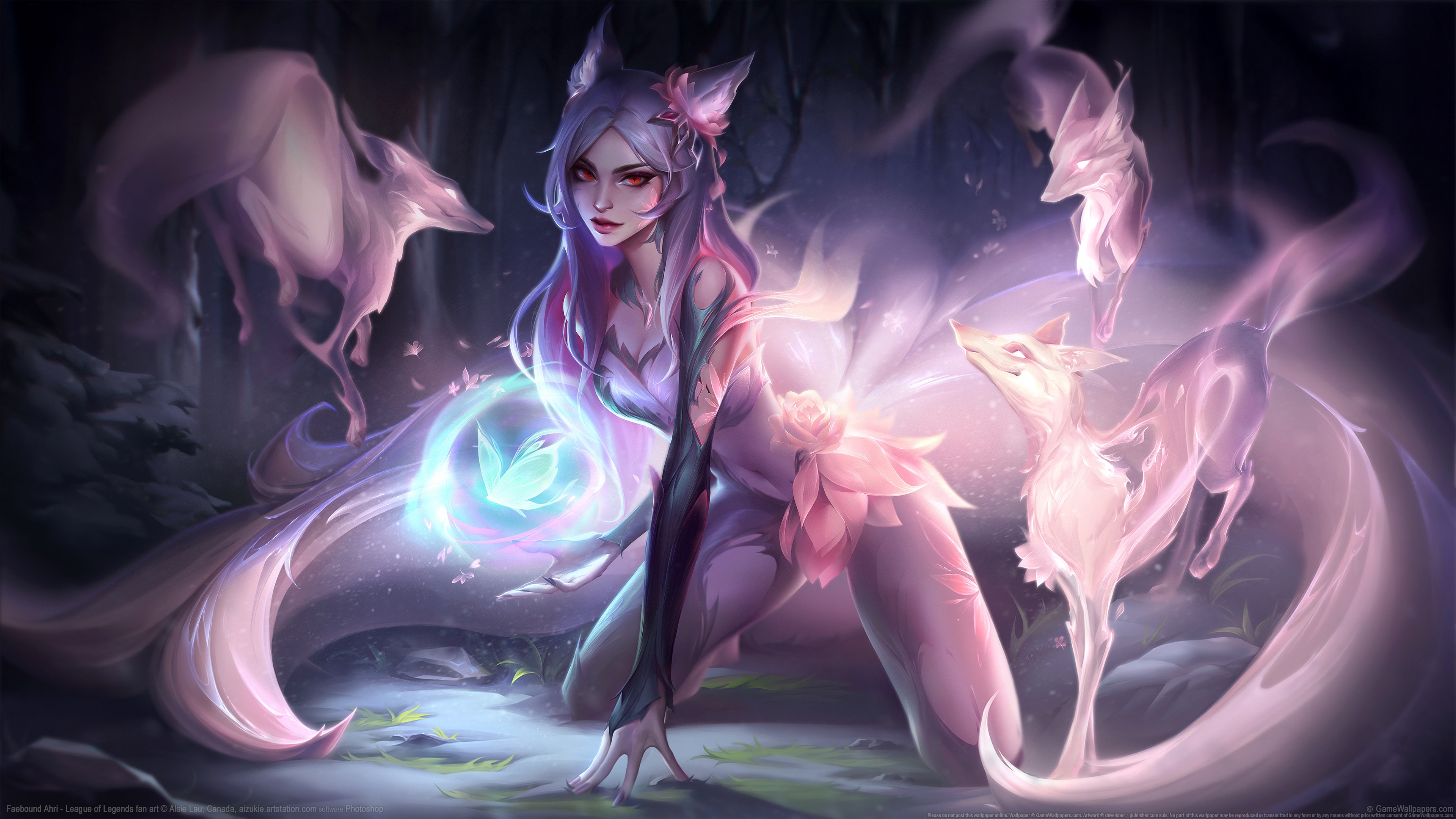 lol英雄联盟九尾妖狐,永恒之森,同人,阿狸4k壁纸3840x2160