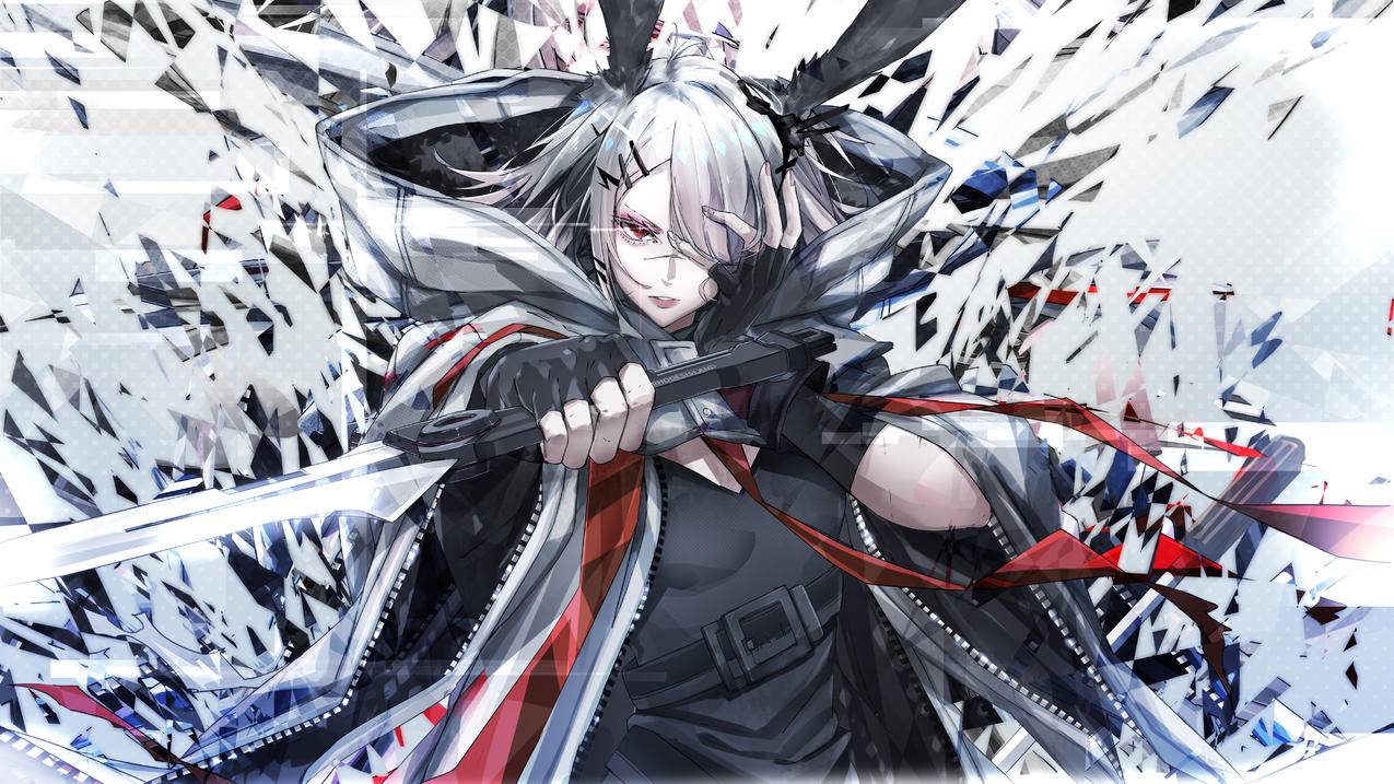 《明日方舟》长剑,兽耳,女孩,酷,破碎,4K高清动漫壁纸