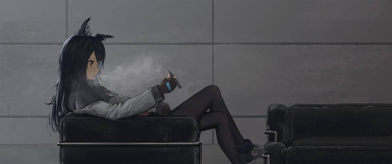女生,耳朵,沙发,3440x1440动漫壁纸