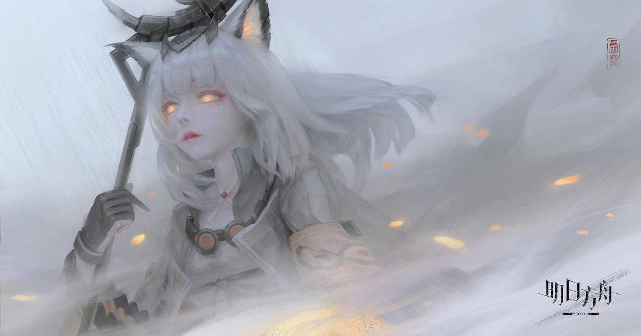 《明日方舟》兽耳,白发,4K高清动漫壁纸