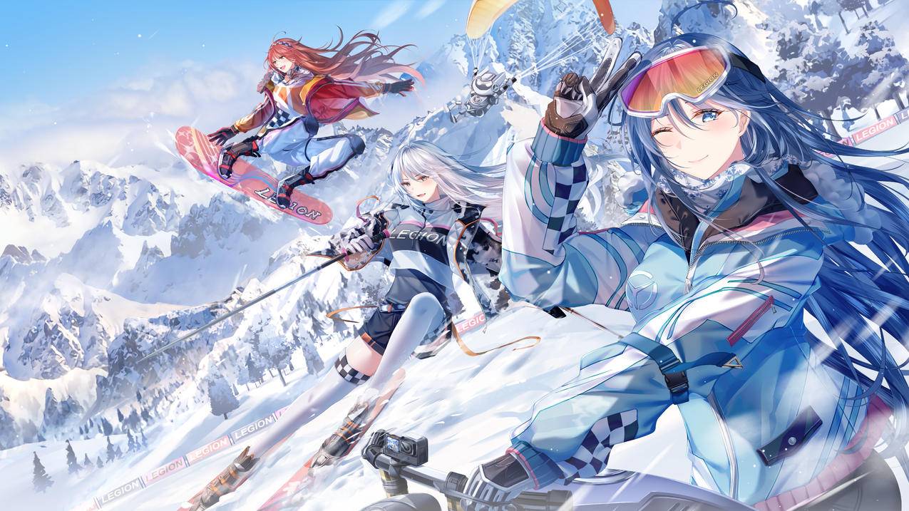 雪山,女孩,滑雪,4K高清动漫壁纸,4K高清壁纸