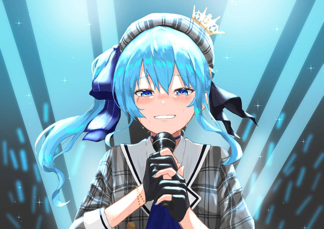 初音未来,话筒,唱歌,眼泪,4K高清动漫壁纸