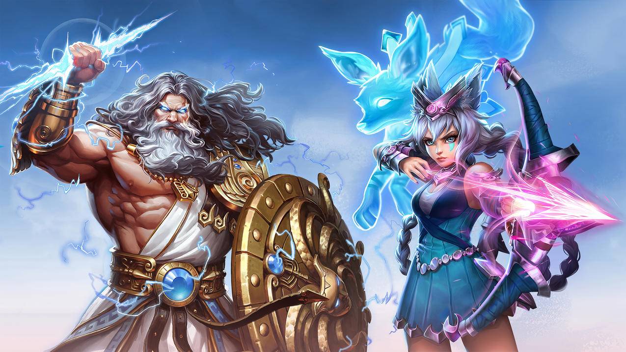 《Hi-Rez》盾,弓箭,男人,女孩,天空,4K高清壁纸