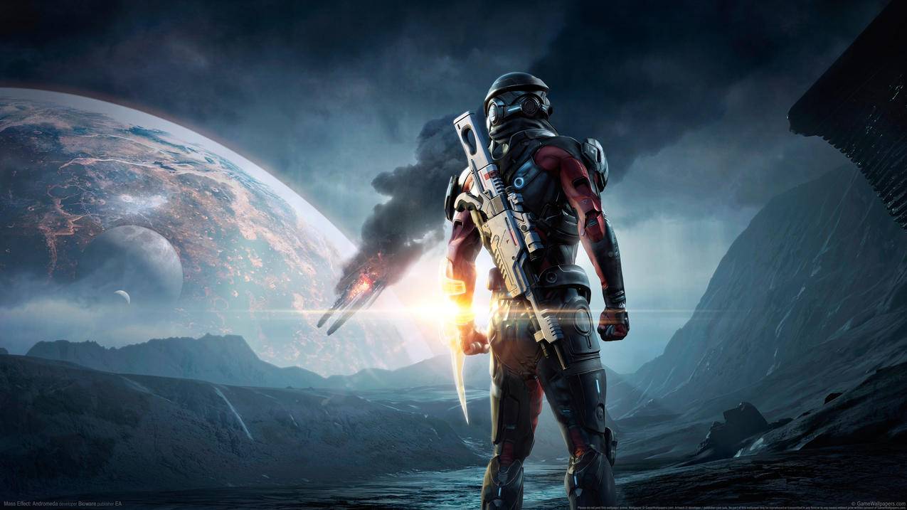《质量效应:仙女座,Mass,Effect,Andromeda》,外星陆地,俩把枪,4K高清壁纸