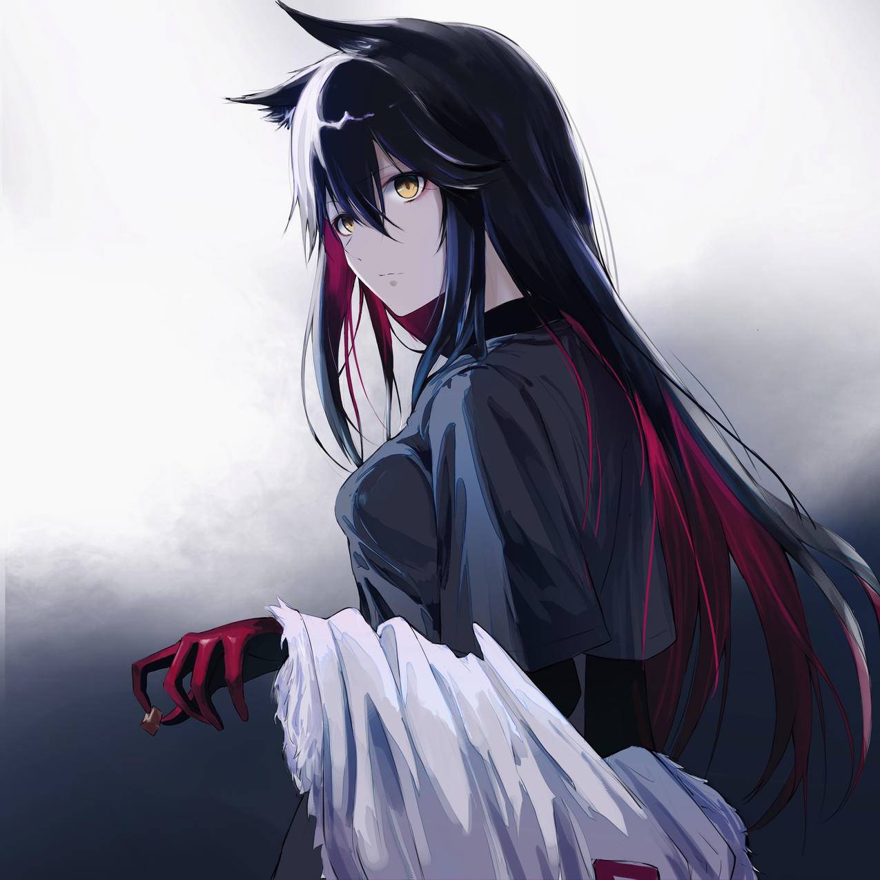 《明日方舟》帅气,女孩,黑衣黑发,4K高清动漫壁纸