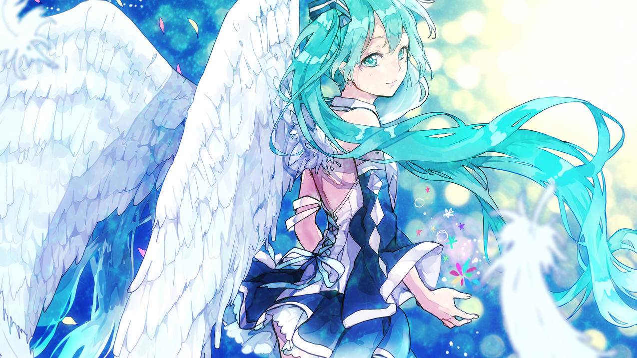 初音天使,翅膀,4K高清动漫壁纸