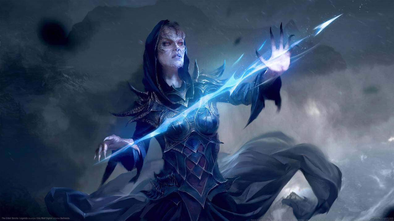 《上古卷轴传奇TheElderScrollsLegends》狰狞面容,蓝光条,雾,4K高清壁纸