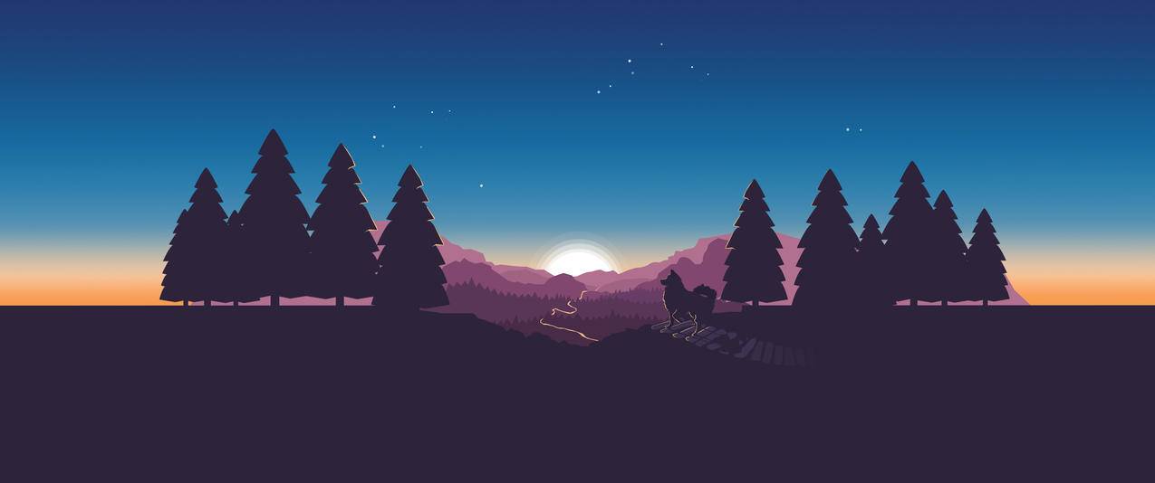 星空矢量风景壁纸3440x1440