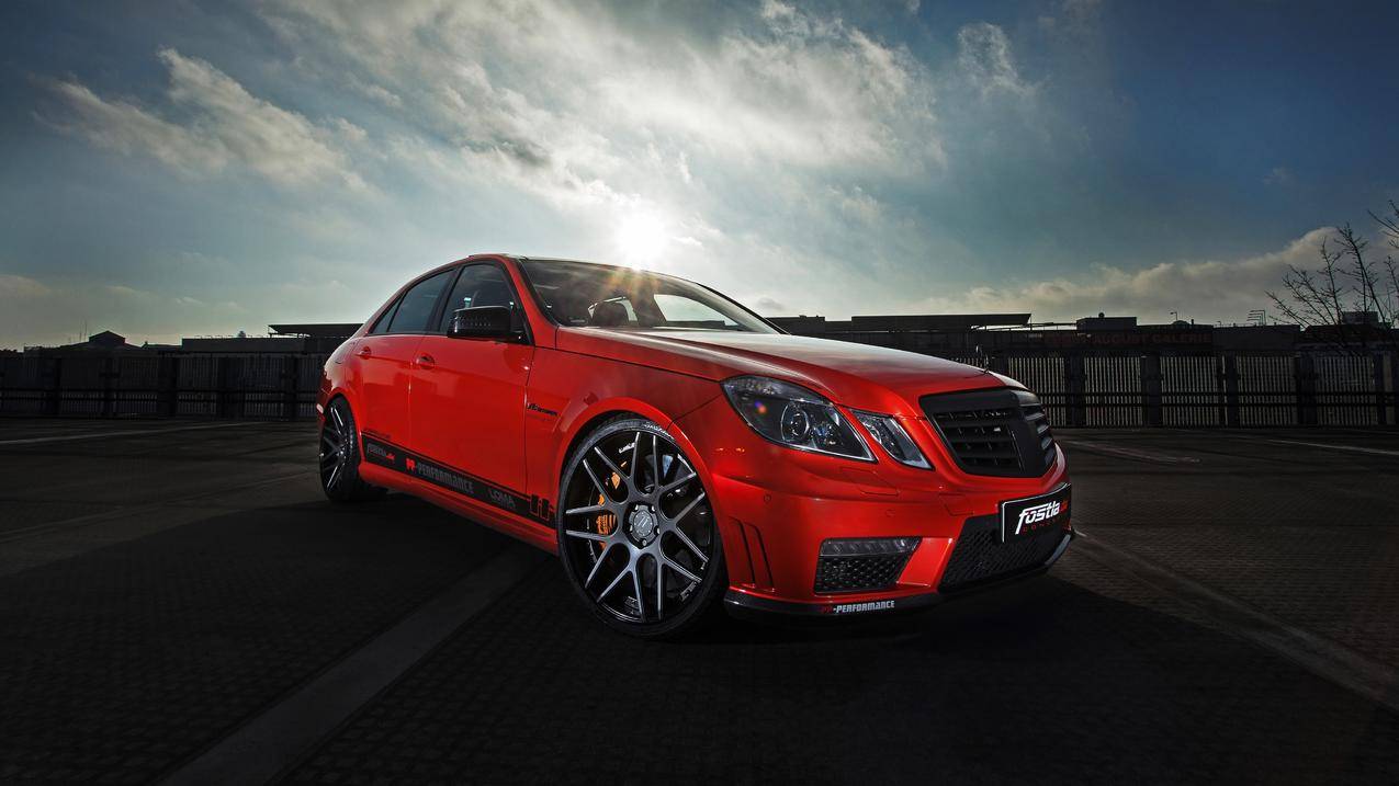 红色奔驰的AMG,W212,4k壁纸图片