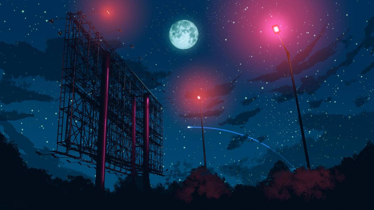 夜景,流星,4K高清动漫壁纸