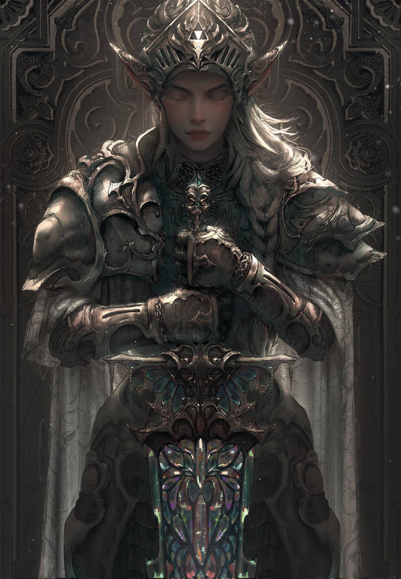 《塞尔达传说-The,Legend,of,Zelda》铠甲,女孩,精灵,剑,4K高清游戏壁纸,4K高清壁纸
