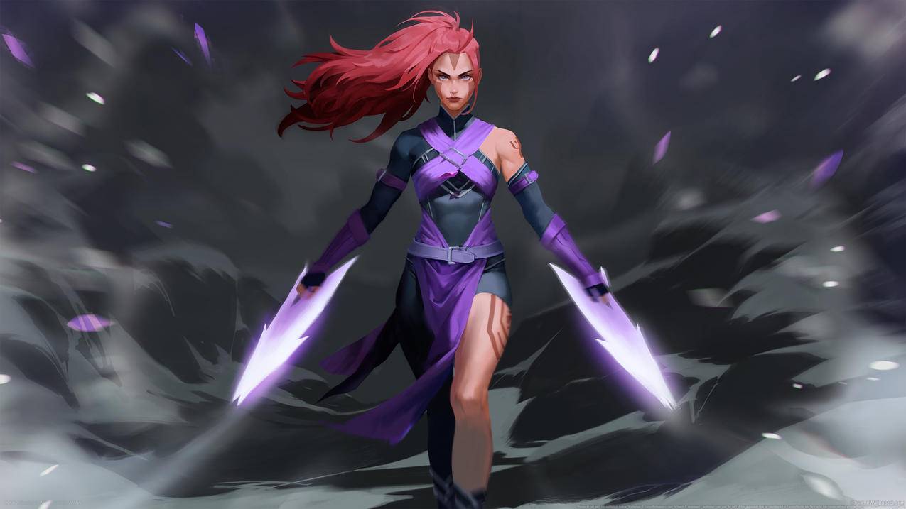 《刀塔2-DOTA2》刀,红发女生,4K高清动漫壁纸