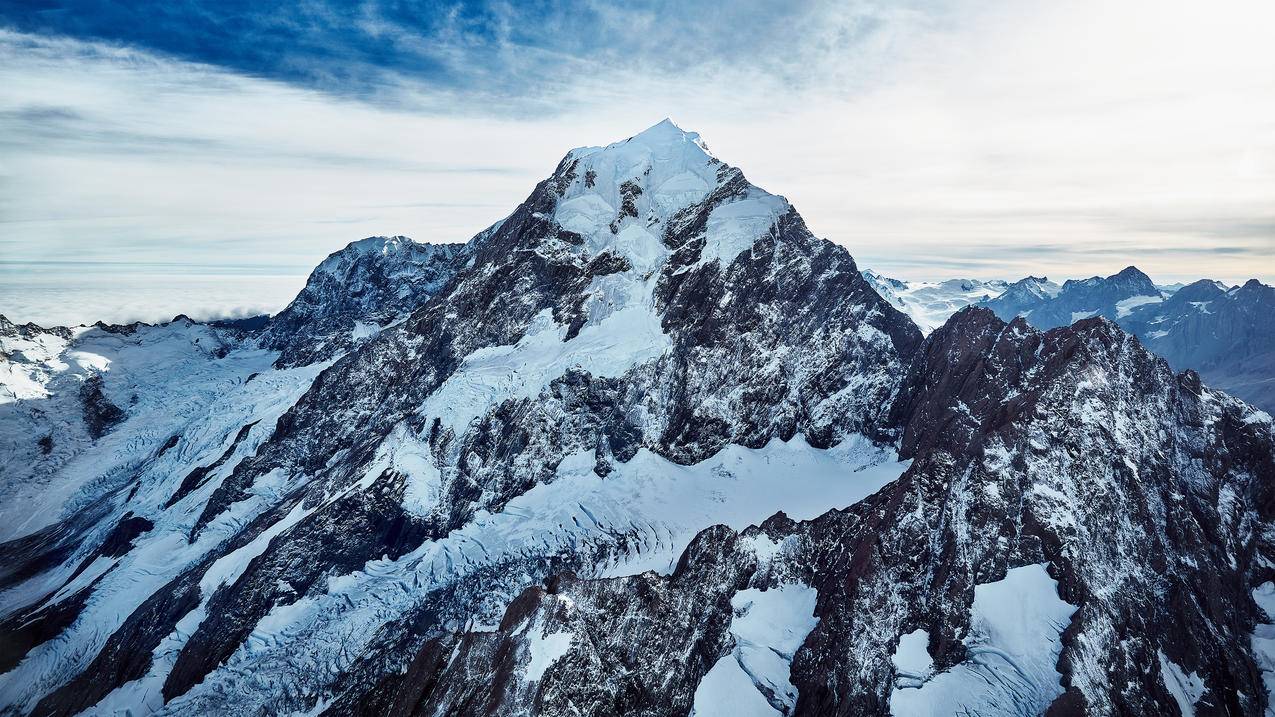 新西兰库克山的山峰,4k风景高清壁纸