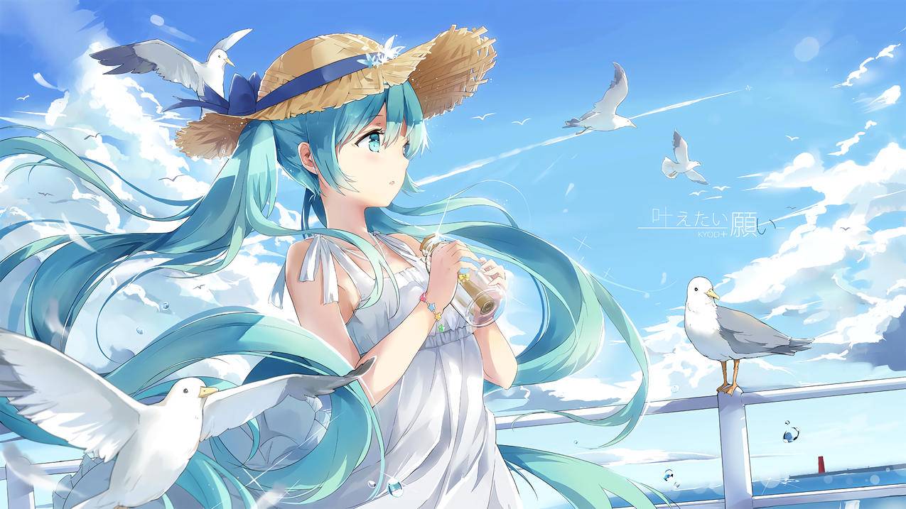 初音未来,漂流瓶,4K高清动漫壁纸