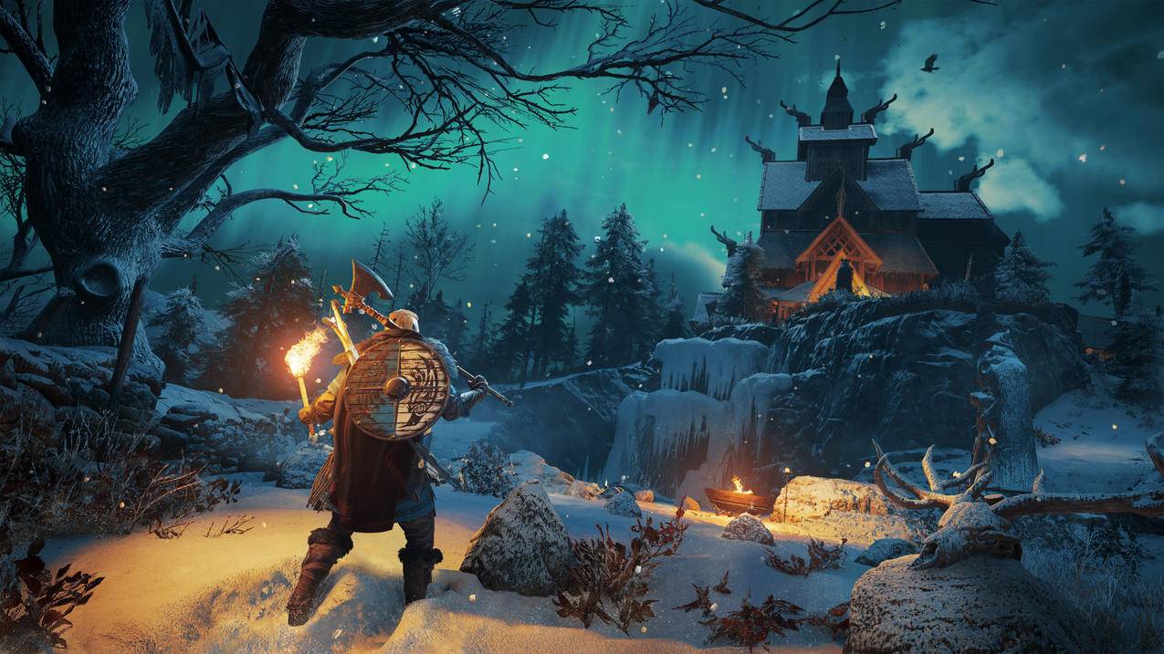 极光风景《刺客信条：英灵殿（Assassin,Creed,Valhalla）》2020,4K游戏高清壁纸
