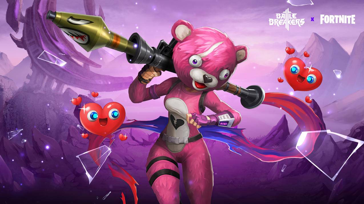《堡垒之夜fortnite》熊,粉,爱心,导弹,4K高清壁纸