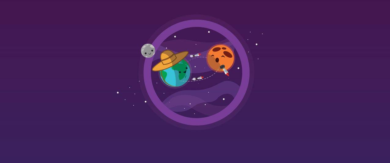 太空创意可爱设计3440x1440带鱼屏壁纸