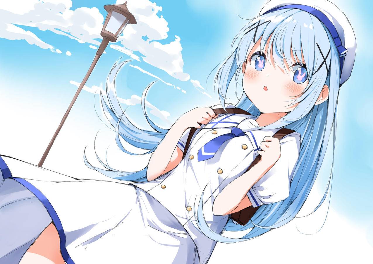 《请问您今天要来点兔子吗》校服,书包,贝雷帽,天空,4K高清动漫壁纸