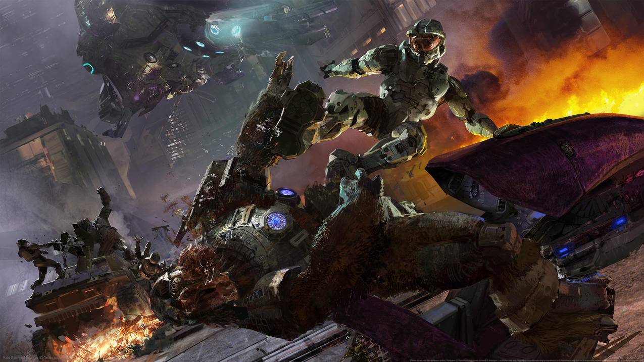 《光晕HALO2》战斗,4K高清壁纸