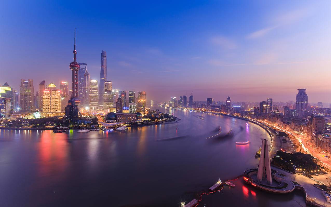 上海,外滩,陆家嘴,夜景风光,风景,4k高清壁纸