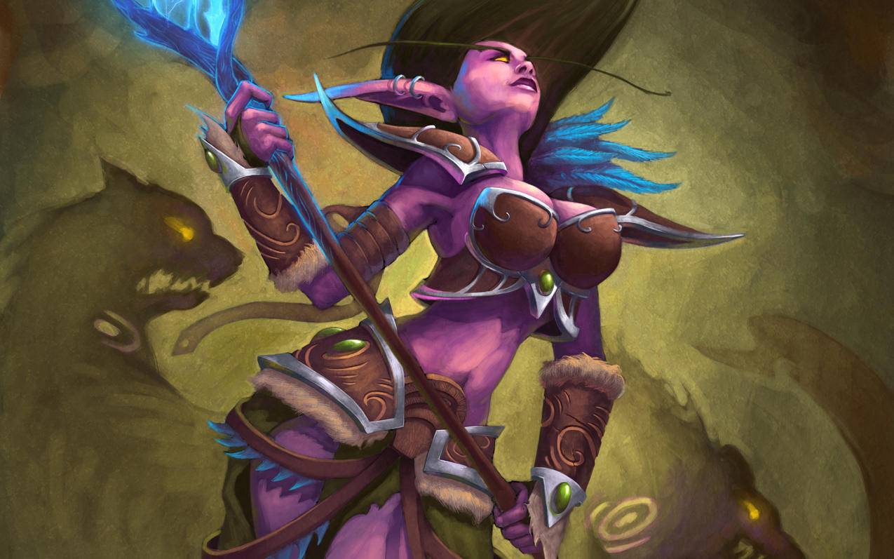 美女精灵,盔甲,魔兽世界5K壁纸