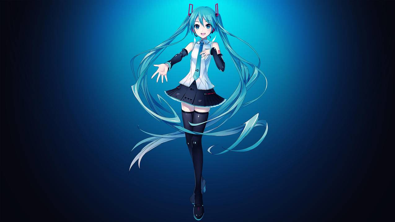 深蓝色背景初音未来,4K动漫高清壁纸