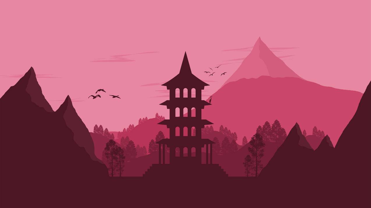 日本宝塔简约,4k风景高清壁纸