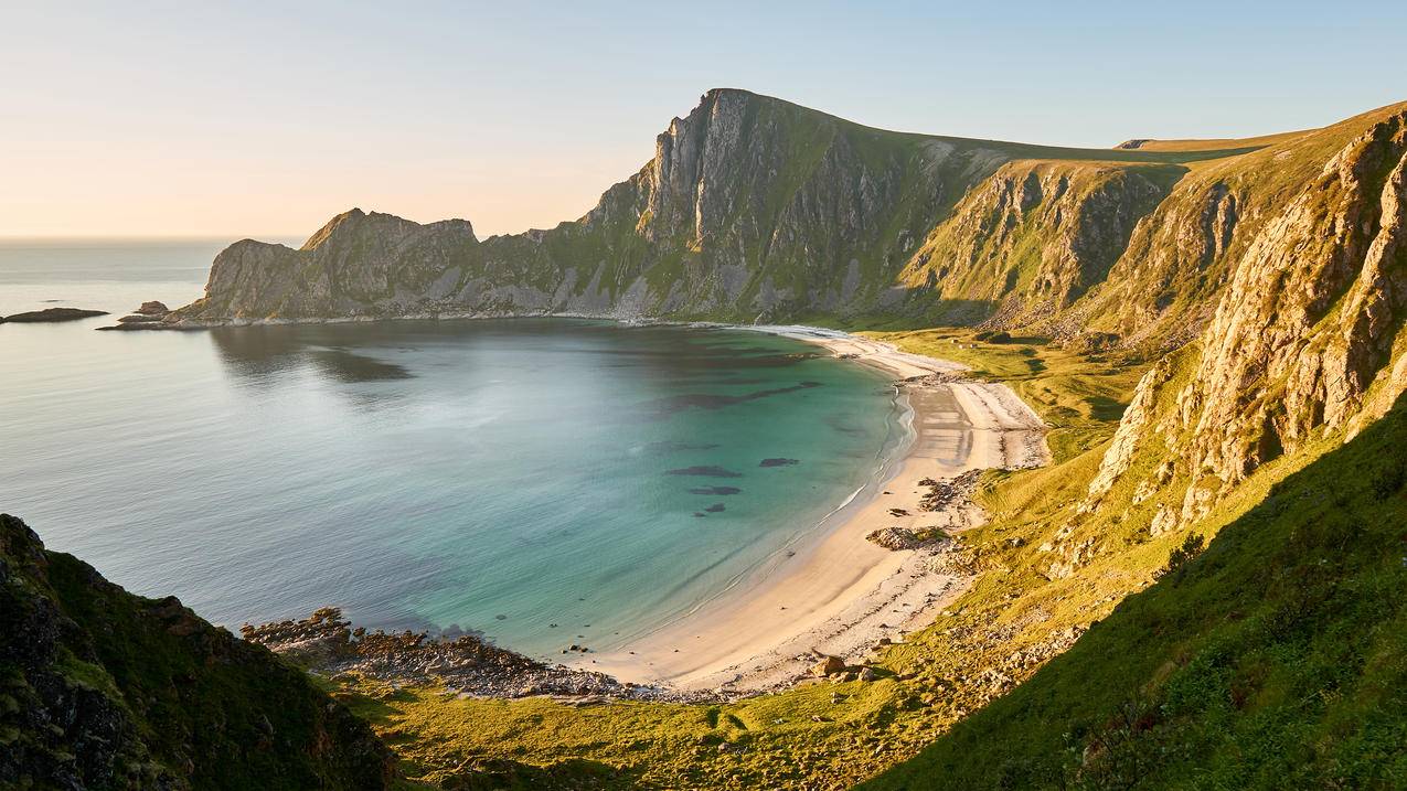 挪威,北部山脉,隐藏海滩,风景,4k高清壁纸