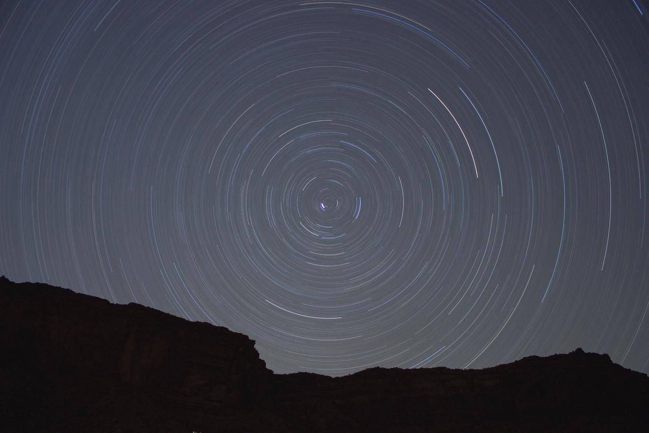夜晚,星轨,5K风景壁纸