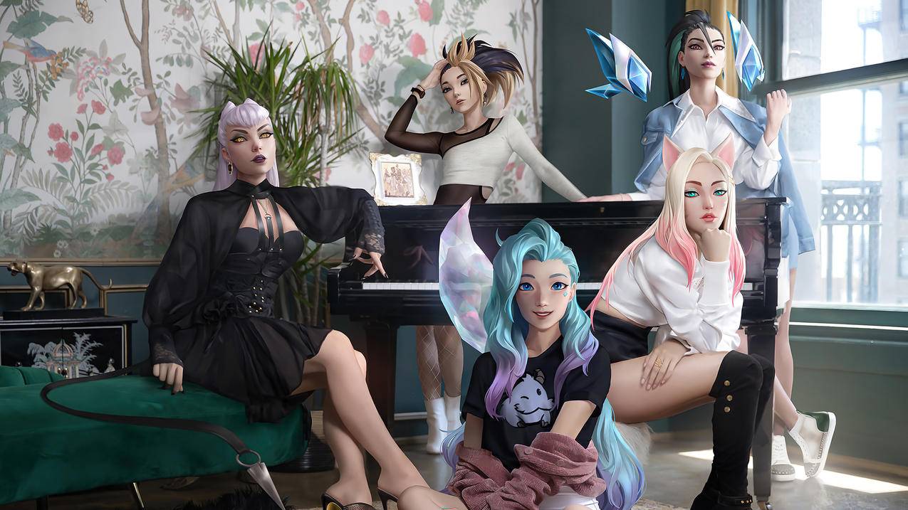 《LOL英雄联盟》KDA2020,萨勒芬妮,伊芙琳,阿狸,阿卡丽,卡莎,同人,4K高清游戏壁纸,4K高清壁纸