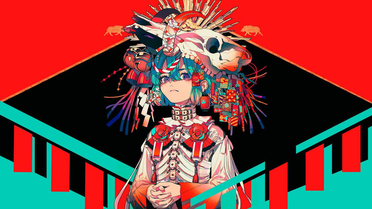 秋赤音,插画,4K高清动漫壁纸