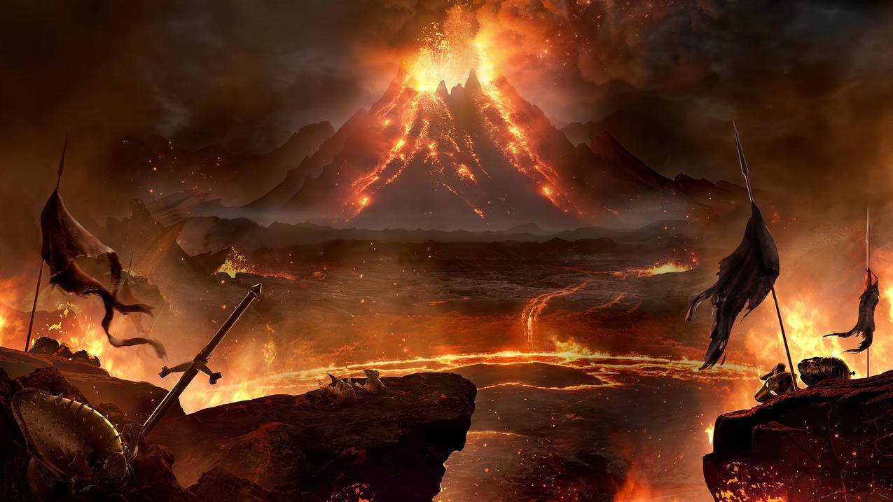 《荣耀战魂For,Honor》火山,旗帜,盔甲,4K高清游戏壁纸