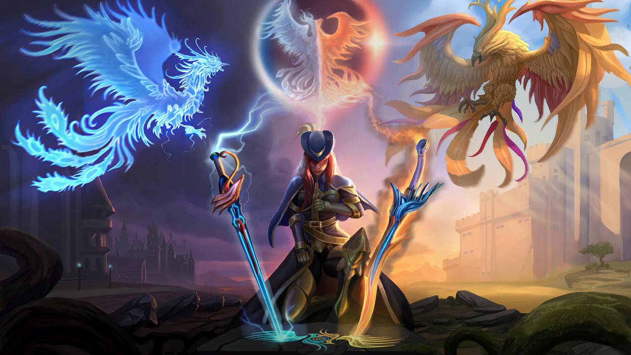 《Legends,Of,Solaris》红蓝凤凰,女孩,剑,4K高清壁纸