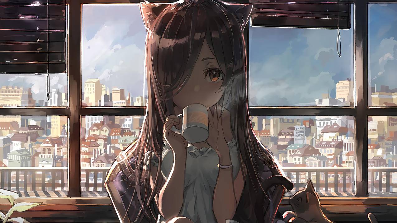 猫耳少女,4K高清动漫壁纸