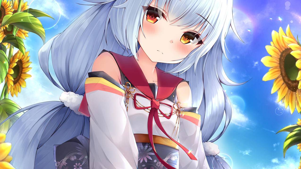 《碧蓝航线》女孩,向日葵,4K高清动漫壁纸
