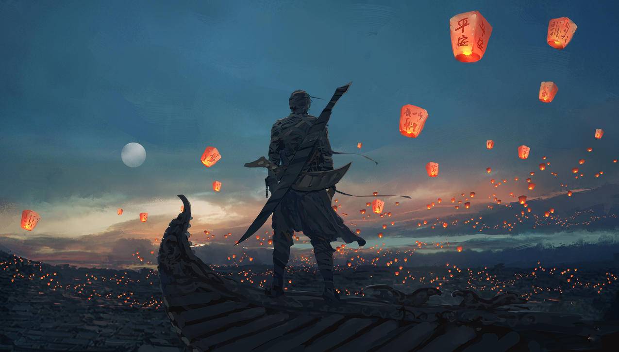 鬼刀,孔明灯,4K高清动漫壁纸