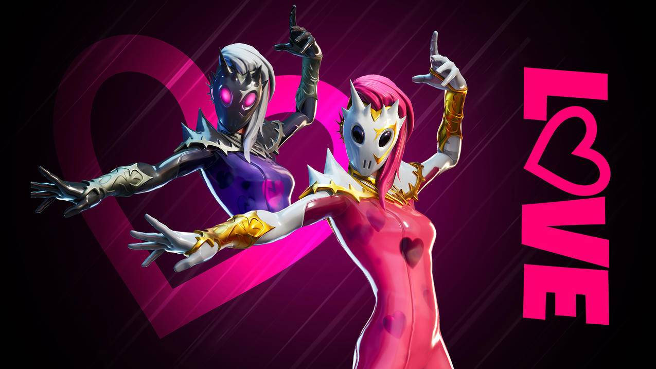 《堡垒之夜-Fortnite》粉,紫,面具,4K高清壁纸