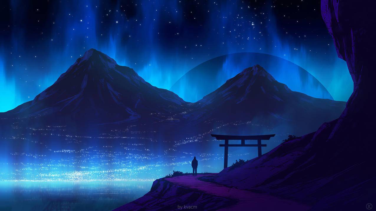 夜晚,星空,光,一个人背影,4k唯美壁纸3840x2160