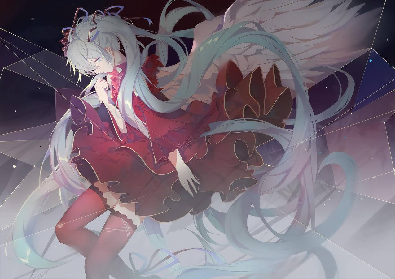 初音未来,红色裙子,4K高清动漫壁纸