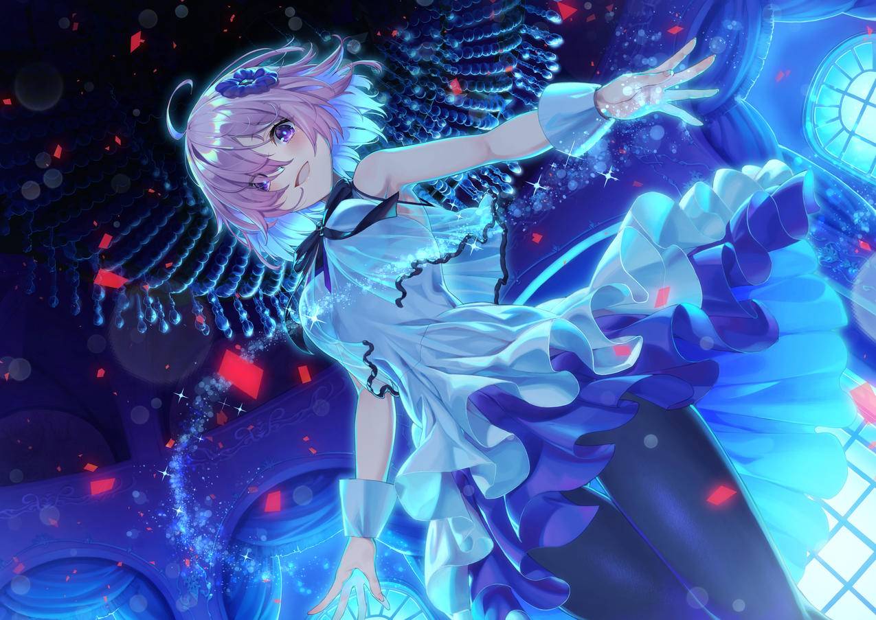 《fate,(series)》花,蓝白裙,星光,4K高清动漫壁纸