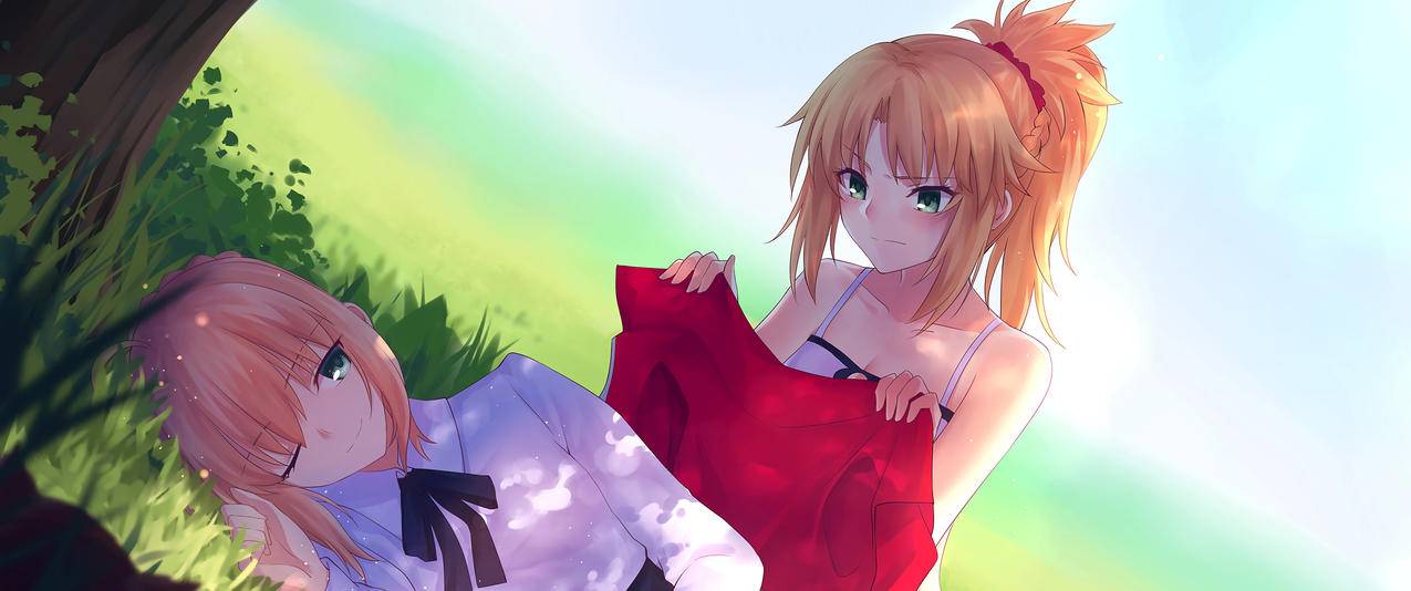 阿尔托利亚和莫雷德,fate的吾王和她女儿3440x1440壁纸