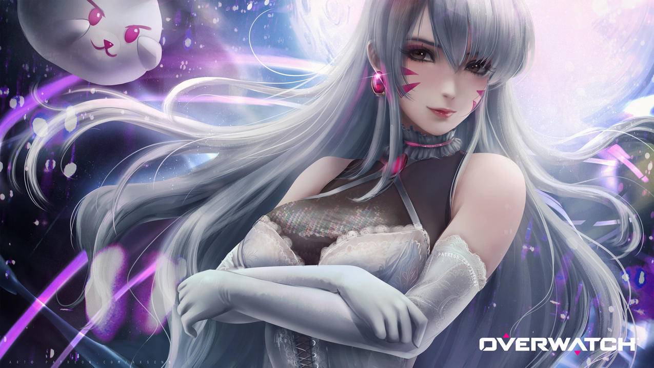 《守望先锋》DVA美女英雄插画,4K游戏高清壁纸