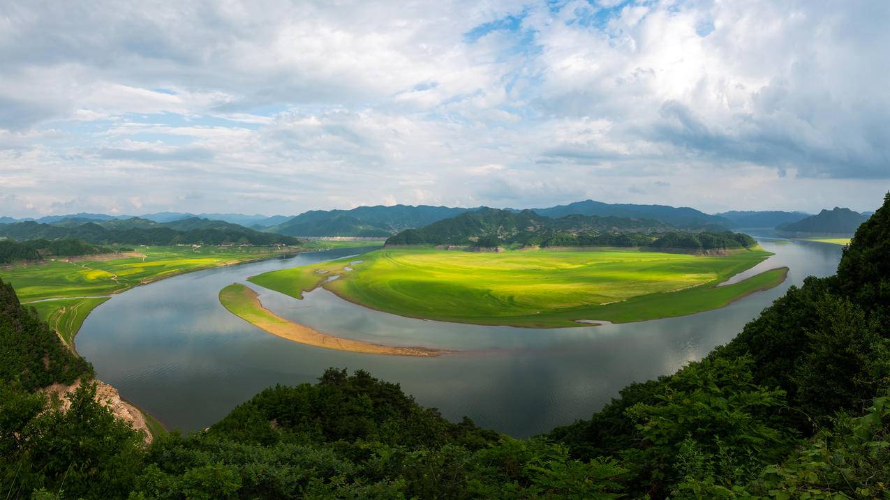 山川,环形河流,风景,4k高清壁纸