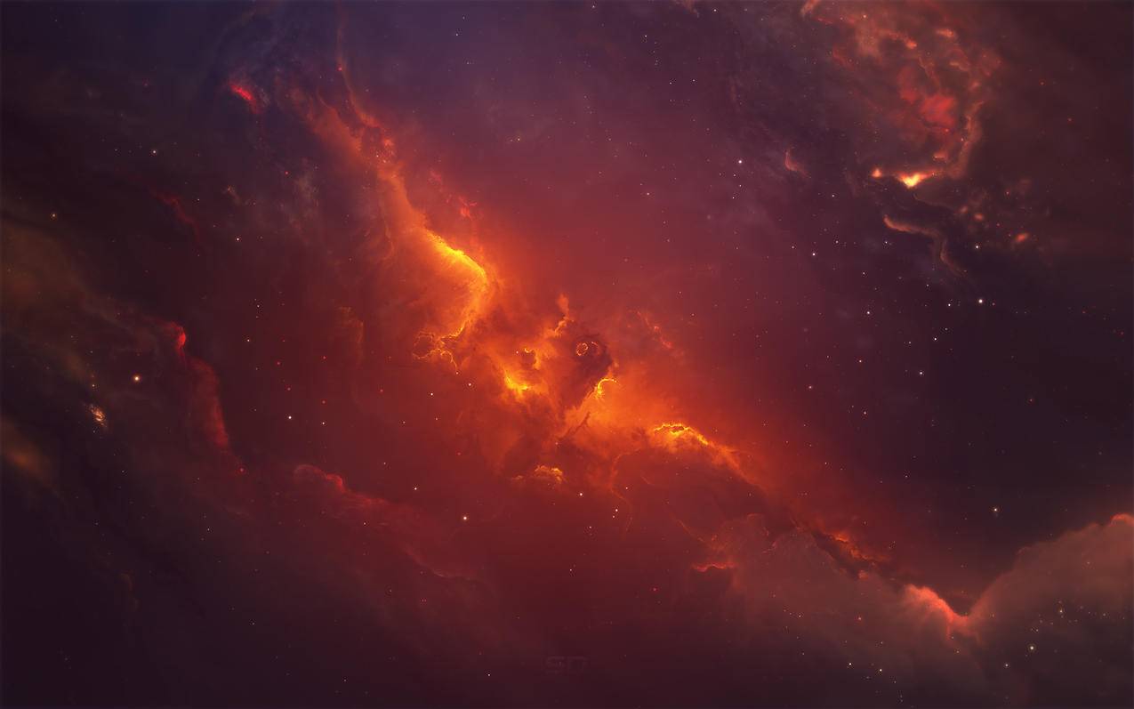 星空,红橙色,4K高清风景壁纸