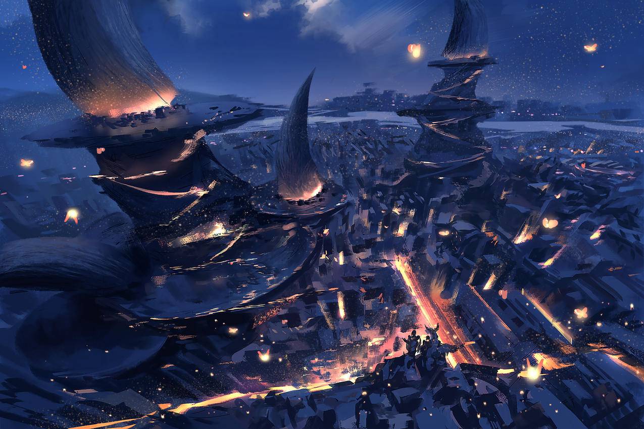 夜景,4K高清唯美动漫壁纸