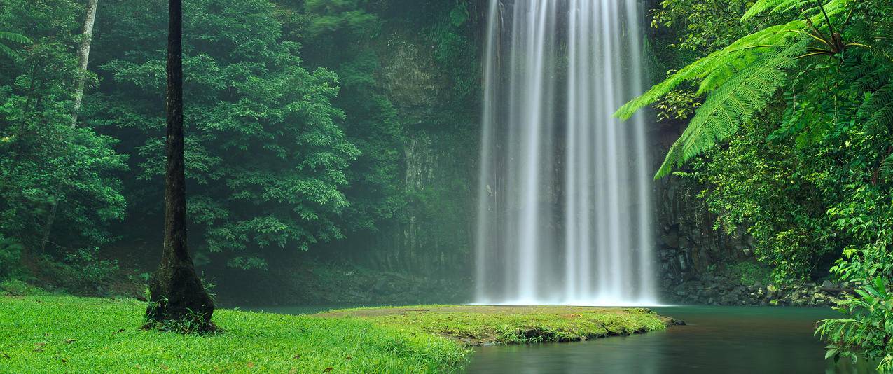 3440x1440米拉米拉瀑布Millaa,Millaa,Falls带鱼屏壁纸